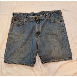 Carhartt Denim Shorts Mens 42 Relaxed Fit Carpenter Blue Jeans Workwear